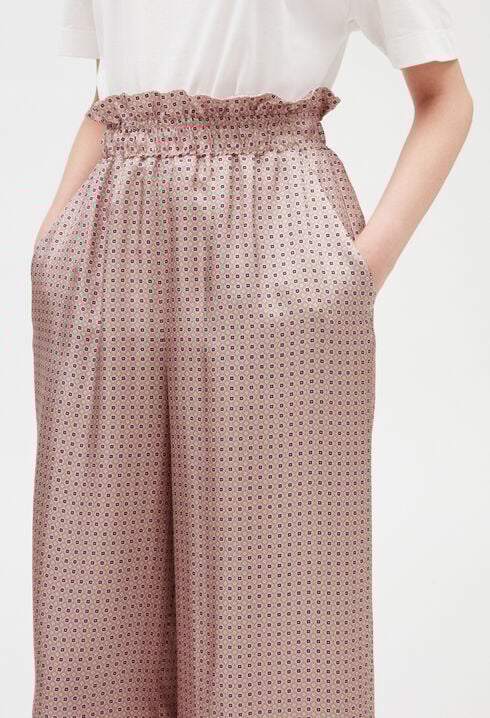 Pantalon large soie rose