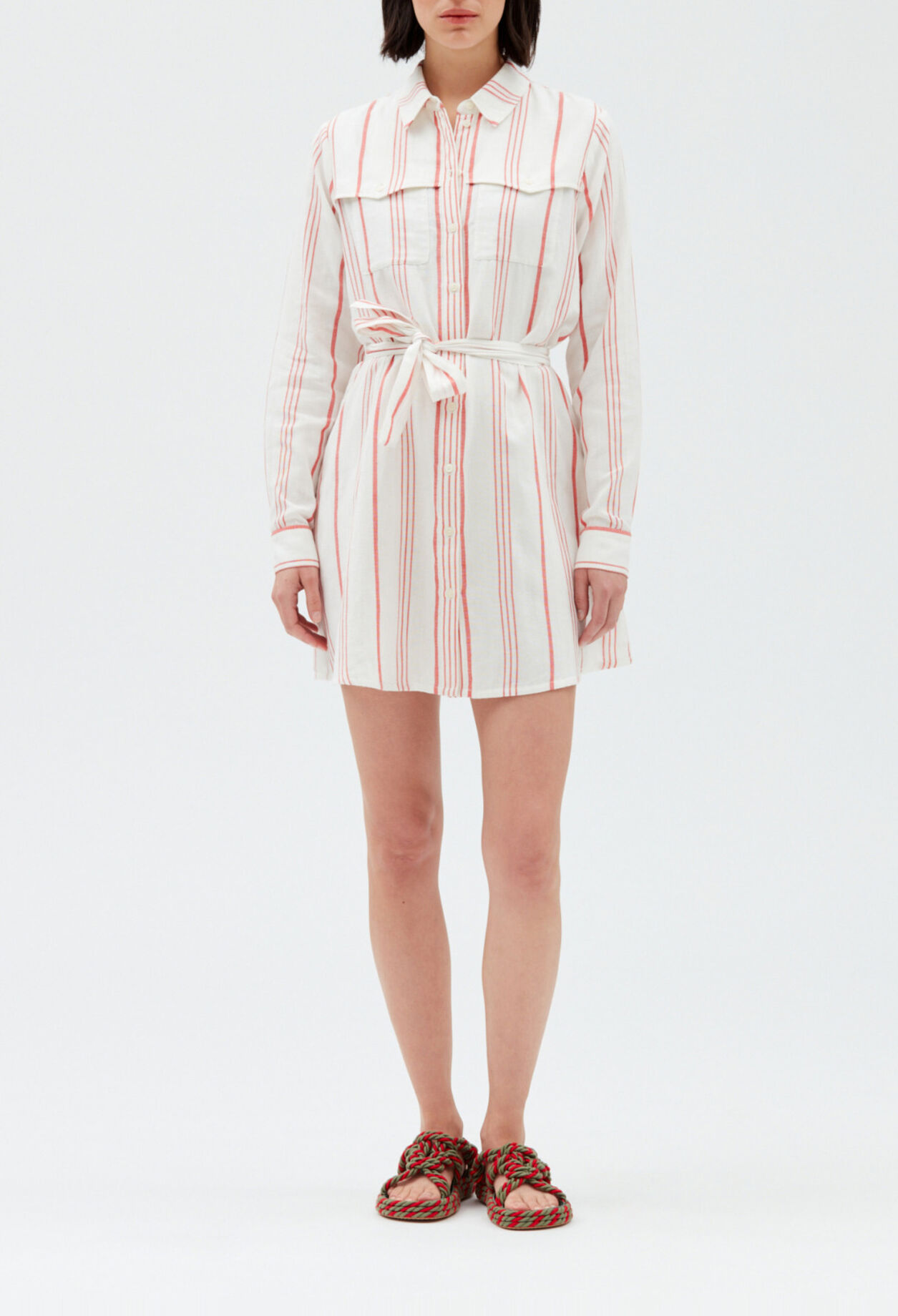 Robe chemise courte rayée