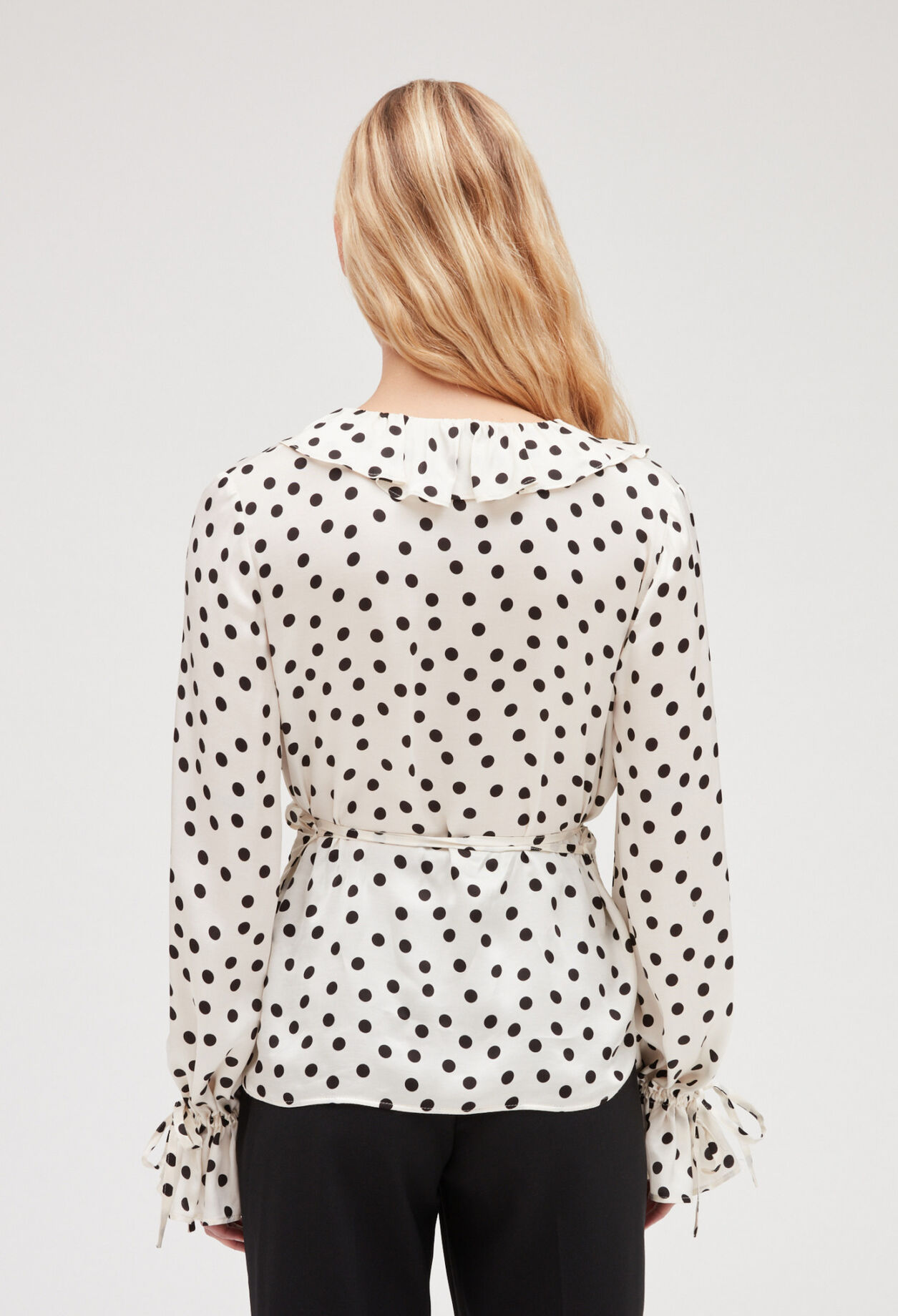 Ruffled blouse with polka dots