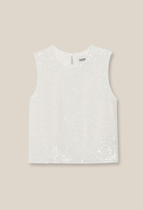 Off-white sequinned sleeveless top
